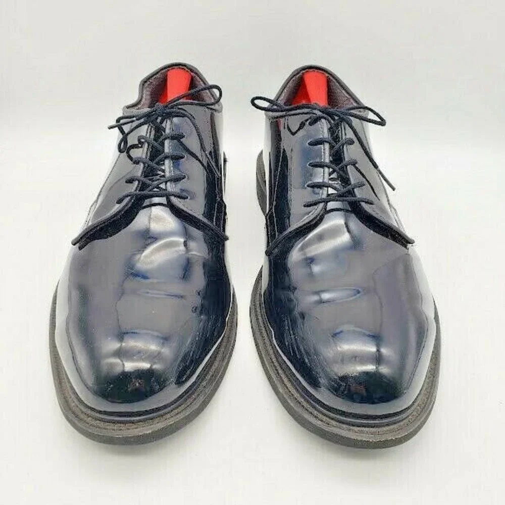 BATES Long Wearing High Gloss Patent Lace Up Oxford Dress Shoes Men's Size 13.5